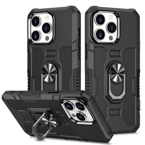 For iPhone 15 Pro Max Ring Holder Armor Hybrid Phone Case(Black) - HoMEdemic™ 