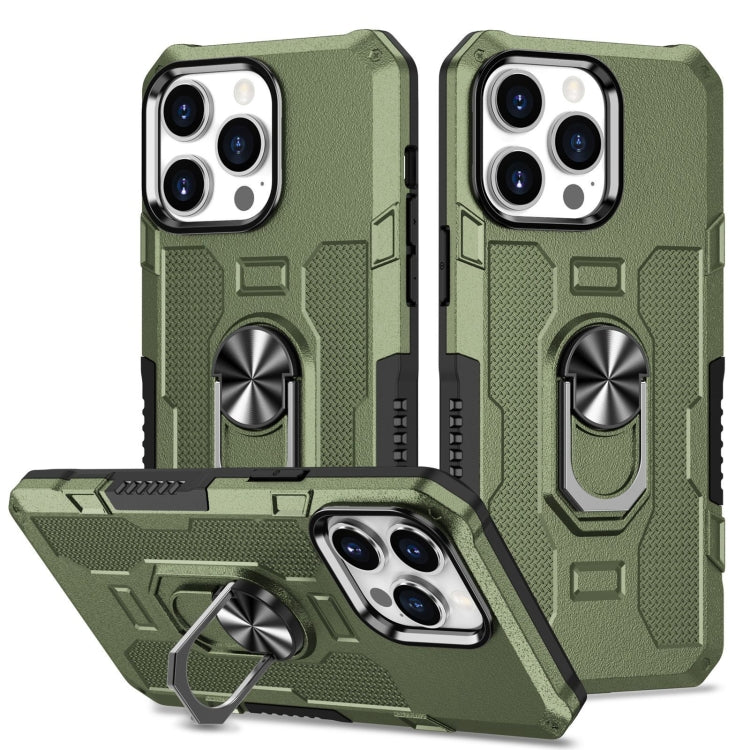 For iPhone 15 Pro Ring Holder Armor Hybrid Phone Case(Green) - HoMEdemic™ 