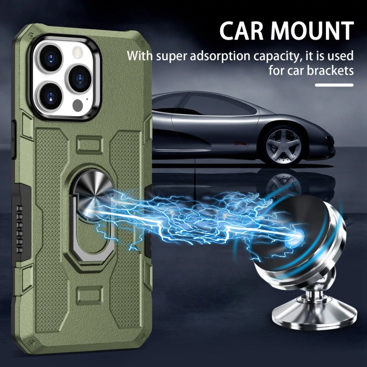 For iPhone 15 Pro Ring Holder Armor Hybrid Phone Case(Green) - HoMEdemic™ 