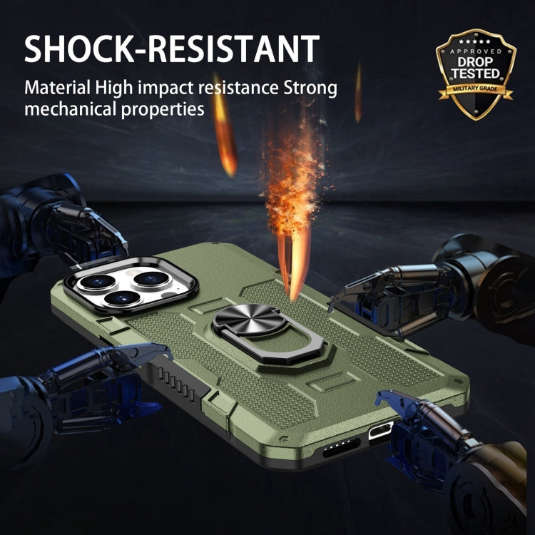 For iPhone 15 Pro Ring Holder Armor Hybrid Phone Case(Green) - HoMEdemic™ 