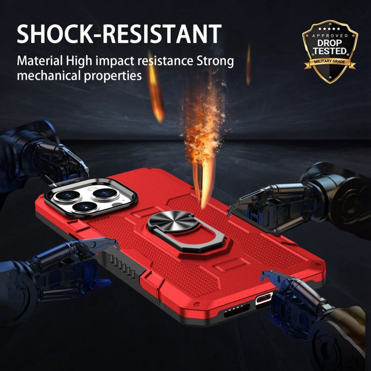 For iPhone 15 Pro Ring Holder Armor Hybrid Phone Case(Red) - HoMEdemic™ 