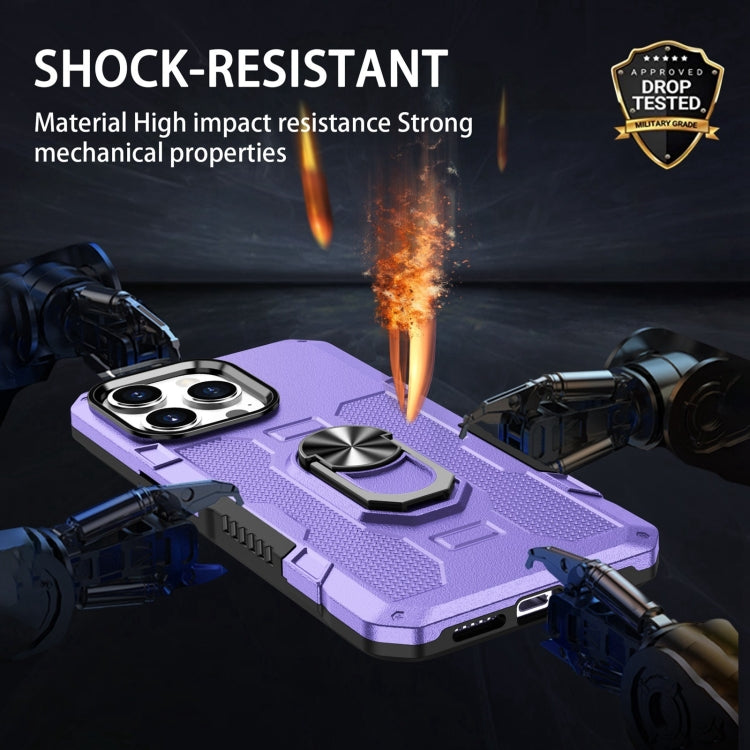For iPhone 15 Pro Ring Holder Armor Hybrid Phone Case(Purple) - HoMEdemic™ 