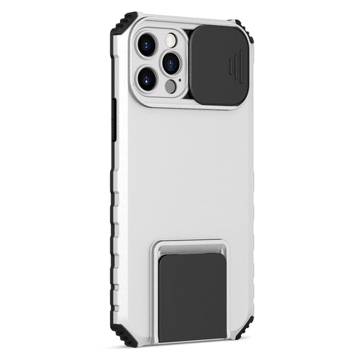 For iPhone 15 Pro Max Stereoscopic Holder Sliding Camshield Phone Case(White) - HoMEdemic™ 