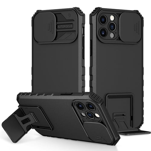 For iPhone 15 Pro Max Stereoscopic Holder Sliding Camshield Phone Case(Black) - HoMEdemic™ 