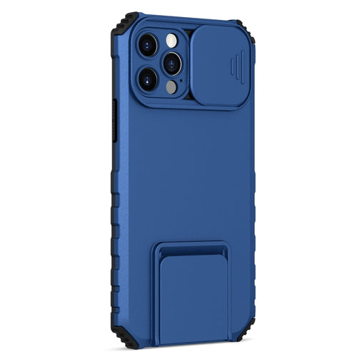 For iPhone 15 Pro Max Stereoscopic Holder Sliding Camshield Phone Case(Blue) - HoMEdemic™ 