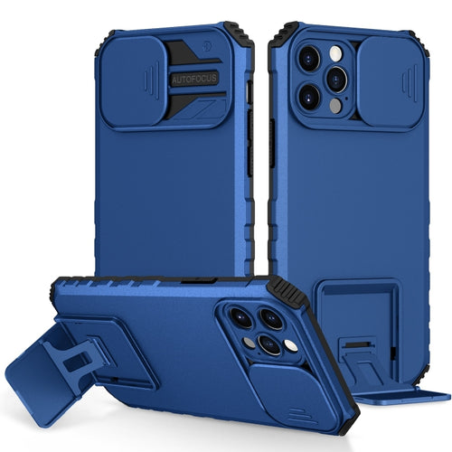 For iPhone 15 Pro Max Stereoscopic Holder Sliding Camshield Phone Case(Blue) - HoMEdemic™ 