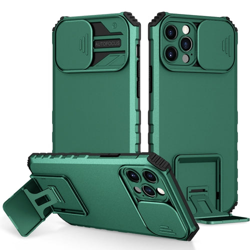 For iPhone 15 Pro Max Stereoscopic Holder Sliding Camshield Phone Case(Green) - HoMEdemic™ 