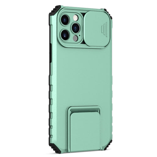 For iPhone 15 Pro Max Stereoscopic Holder Sliding Camshield Phone Case(Light Blue) - HoMEdemic™ 