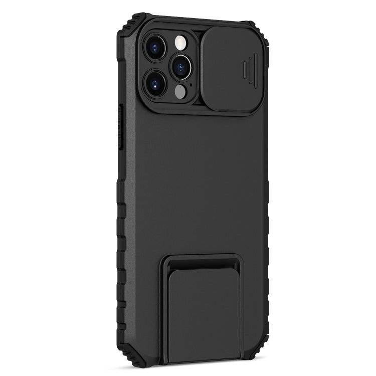 For iPhone 15 Pro Stereoscopic Holder Sliding Camshield Phone Case(Black) - HoMEdemic™ 