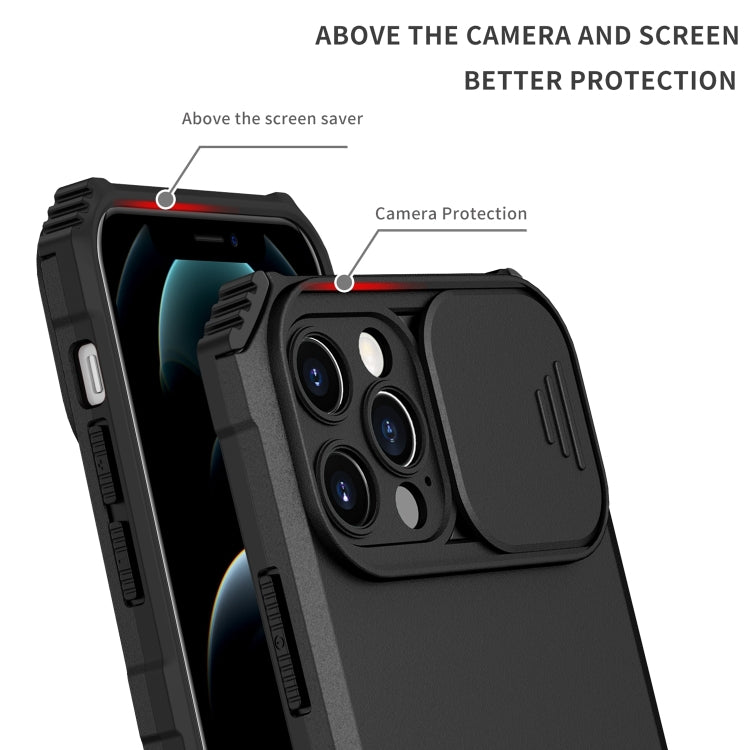 For iPhone 15 Pro Stereoscopic Holder Sliding Camshield Phone Case(Black) - HoMEdemic™ 