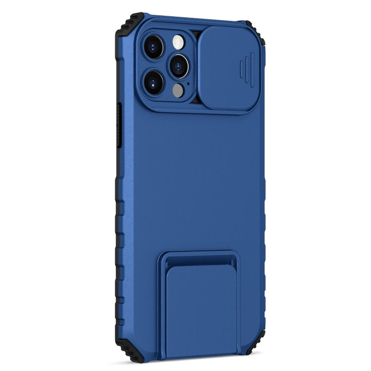 For iPhone 15 Pro Stereoscopic Holder Sliding Camshield Phone Case(Blue) - HoMEdemic™ 