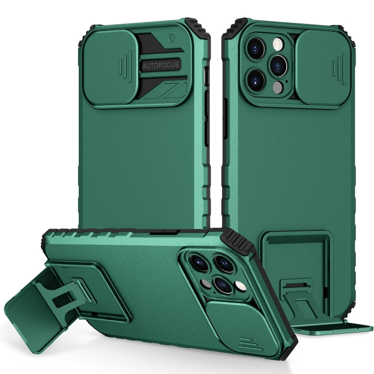 For iPhone 15 Pro Stereoscopic Holder Sliding Camshield Phone Case(Green) - HoMEdemic™ 