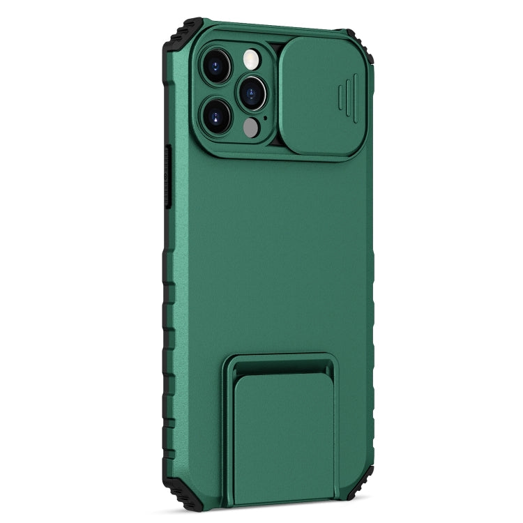 For iPhone 15 Pro Stereoscopic Holder Sliding Camshield Phone Case(Green) - HoMEdemic™ 