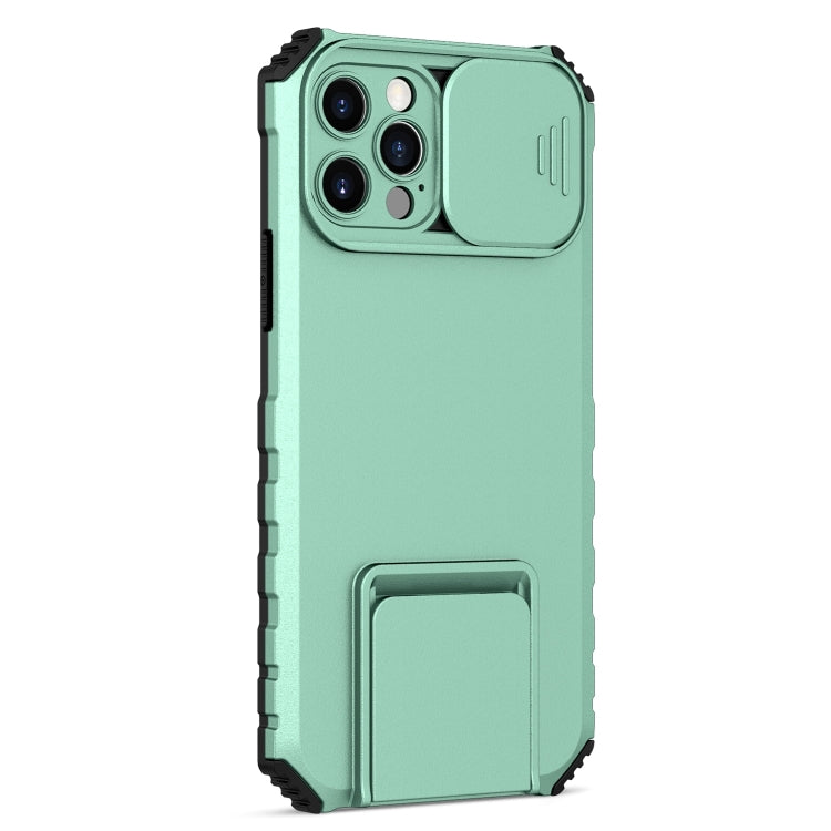 For iPhone 15 Pro Stereoscopic Holder Sliding Camshield Phone Case(Light Blue) - HoMEdemic™ 