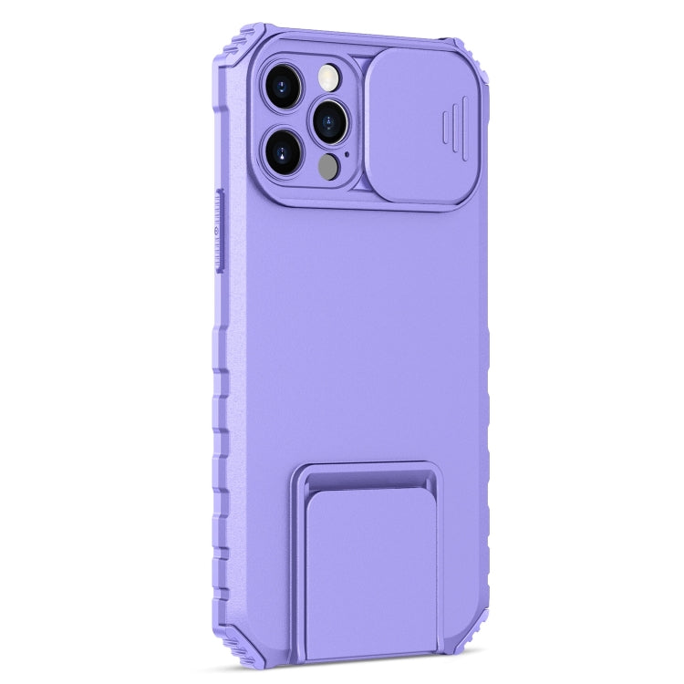 For iPhone 15 Pro Stereoscopic Holder Sliding Camshield Phone Case(Purple) - HoMEdemic™ 