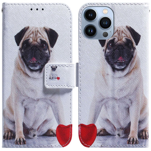 For iPhone 15 Pro Max Coloured Drawing Flip Leather Phone Case(Pug) - HoMEdemic™ 