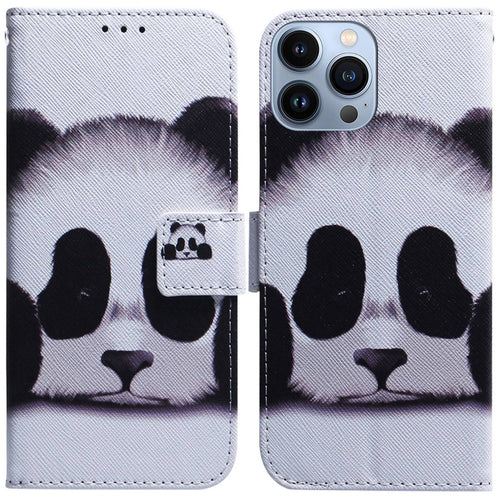 For iPhone 15 Pro Max Coloured Drawing Flip Leather Phone Case(Panda) - HoMEdemic™ 