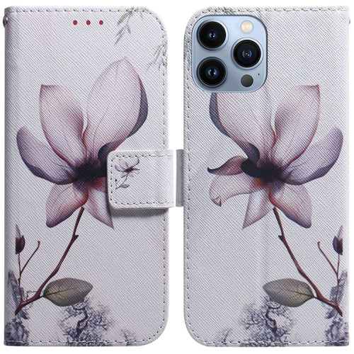 For iPhone 15 Pro Max Coloured Drawing Flip Leather Phone Case(Magnolia) - HoMEdemic™ 