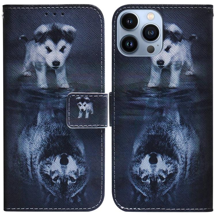 For iPhone 15 Pro Coloured Drawing Flip Leather Phone Case(Wolf and Dog) - HoMEdemic™ 