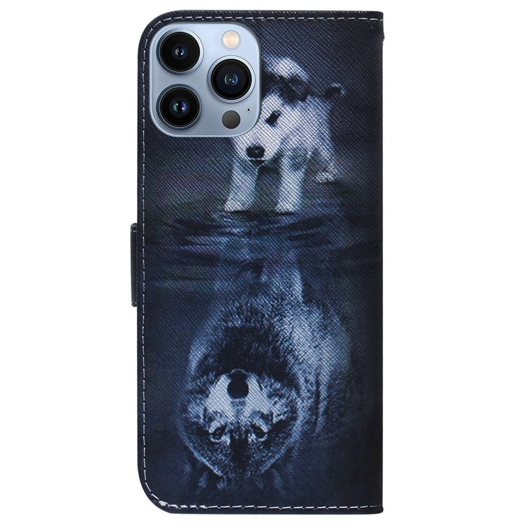 For iPhone 15 Pro Coloured Drawing Flip Leather Phone Case(Wolf and Dog) - HoMEdemic™ 