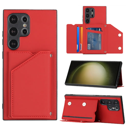 For Samsung Galaxy S24 Ultra 5G Skin Feel PU + TPU + PC Card Slots Phone Case(Red) - HoMEdemic™ 