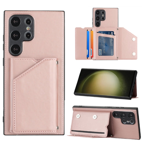 For Samsung Galaxy S24 Ultra 5G Skin Feel PU + TPU + PC Card Slots Phone Case(Rose Gold) - HoMEdemic™ 