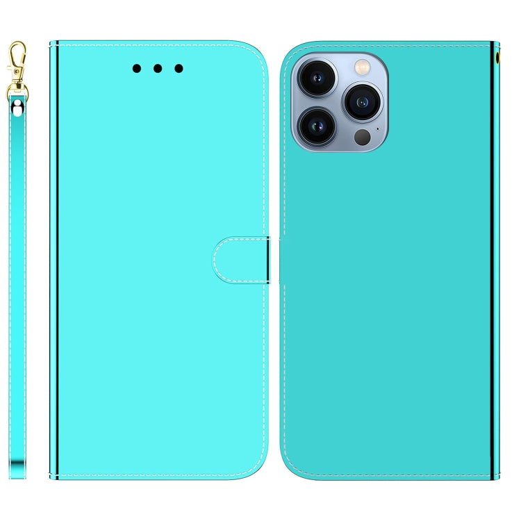 For iPhone 15 Pro Imitated Mirror Surface Leather Phone Case(Mint Green) - HoMEdemic™ 