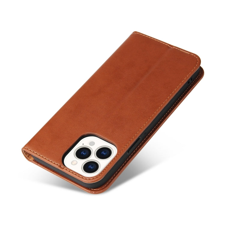 For iPhone 15 Pro Fierre Shann PU Genuine Leather Texture Phone Case(Brown) - HoMEdemic™ 