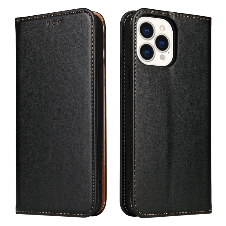 For iPhone 15 Pro Fierre Shann PU Genuine Leather Texture Phone Case(Black) - HoMEdemic™ 