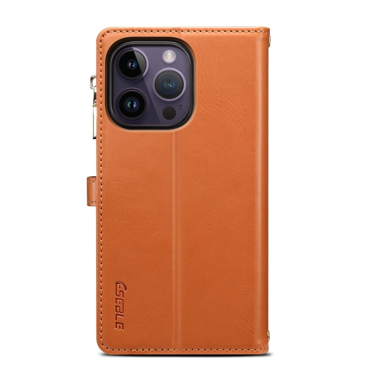 For iPhone 15 Pro ESEBLE Star Series Lanyard Zipper Wallet RFID Leather Case(Brown) - HoMEdemic™ 