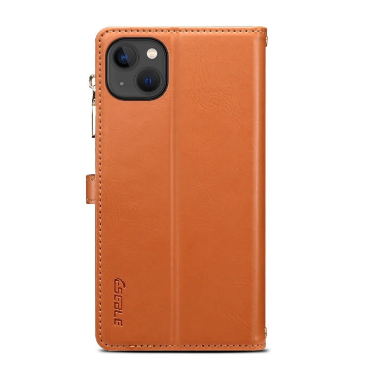 For iPhone 15 Plus ESEBLE Star Series Lanyard Zipper Wallet RFID Leather Case(Brown) - HoMEdemic™ 