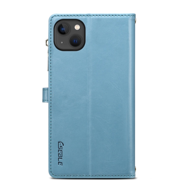 For iPhone 15 Plus ESEBLE Star Series Lanyard Zipper Wallet RFID Leather Case(Blue) - HoMEdemic™ 