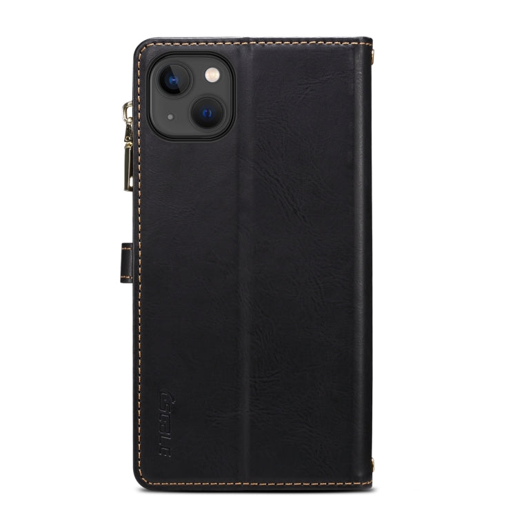 For iPhone 15 Plus ESEBLE Star Series Lanyard Zipper Wallet RFID Leather Case(Black) - HoMEdemic™ 
