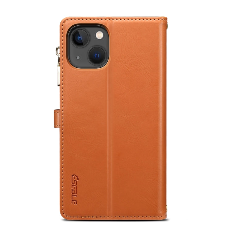 For iPhone 15 ESEBLE Star Series Lanyard Zipper Wallet RFID Leather Case(Brown) - HoMEdemic™ 