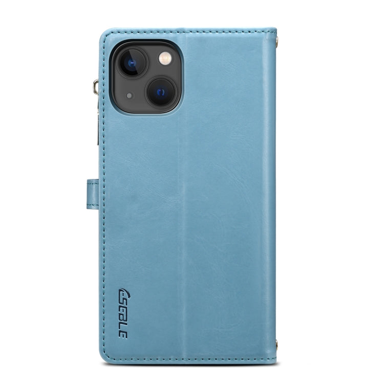For iPhone 15 ESEBLE Star Series Lanyard Zipper Wallet RFID Leather Case(Blue) - HoMEdemic™ 