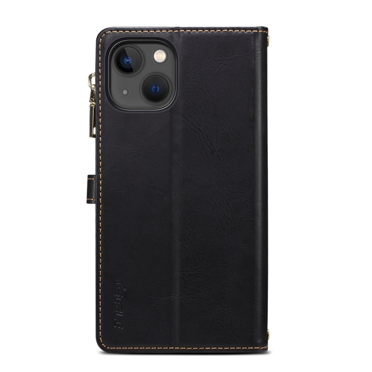 For iPhone 15 ESEBLE Star Series Lanyard Zipper Wallet RFID Leather Case(Black) - HoMEdemic™ 