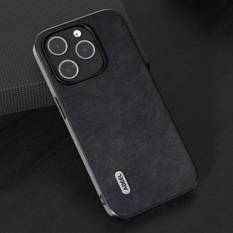 For iPhone 15 Pro ABEEL Morocco Texture PU Phone Case(Black) - HoMEdemic™ 