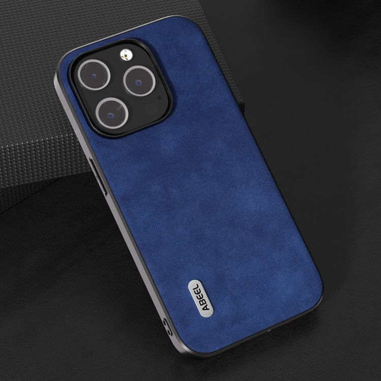 For iPhone 15 Pro ABEEL Morocco Texture PU Phone Case(Blue) - HoMEdemic™ 