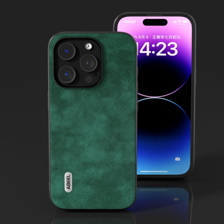 For iPhone 15 Pro ABEEL Morocco Texture PU Phone Case(Green) - HoMEdemic™ 