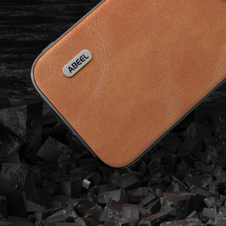 For iPhone 15 Pro ABEEL Cowhide Texture PU Phone Case(Brown) - HoMEdemic™ 