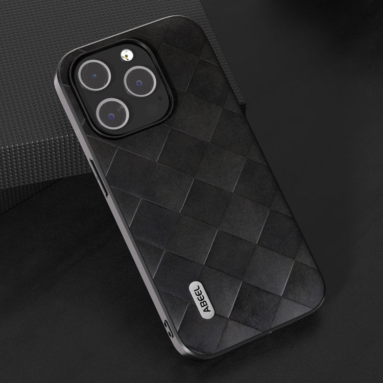 For iPhone 15 Pro ABEEL Weave Plaid PU Phone Case(Black) - HoMEdemic™ 