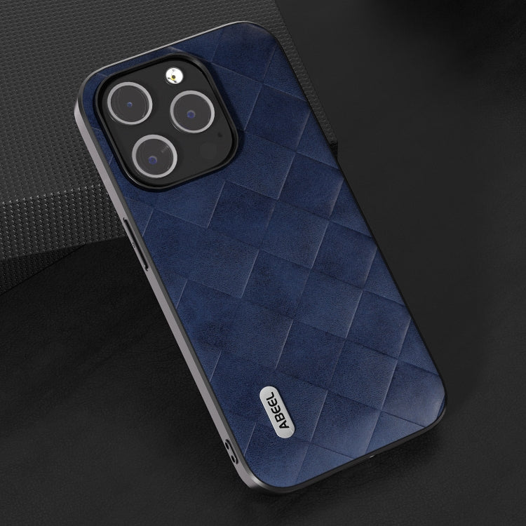 For iPhone 15 Pro ABEEL Weave Plaid PU Phone Case(Blue) - HoMEdemic™ 