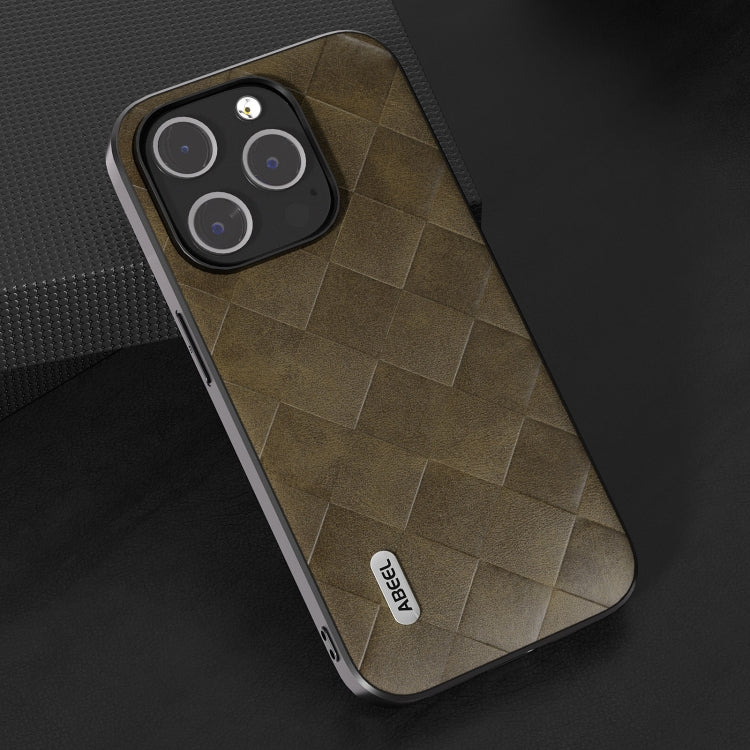 For iPhone 15 Pro ABEEL Weave Plaid PU Phone Case(Green) - HoMEdemic™ 