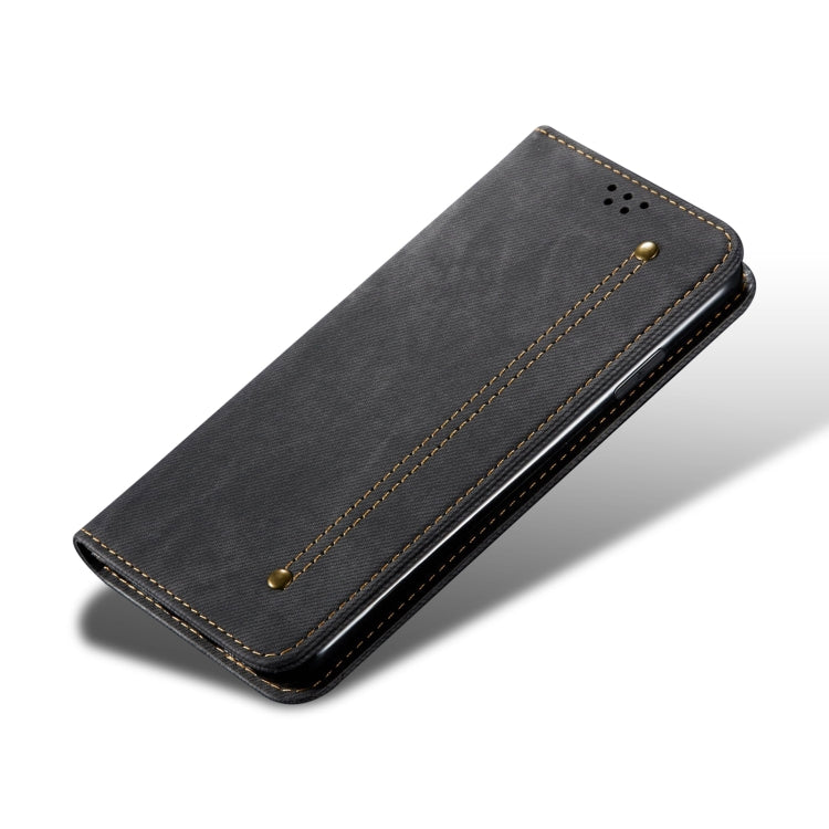 For iPhone 15 Pro Denim Texture Casual Style Horizontal Flip Leather Case(Black) - HoMEdemic™ 