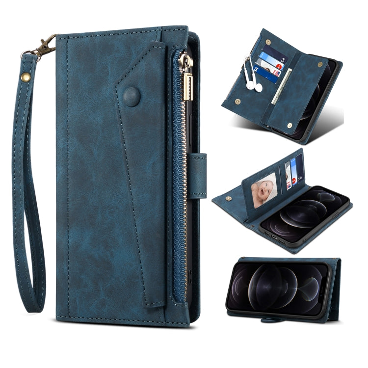 For iPhone 15 Plus ESEBLE Retro Frosted RFID Flip Leather Phone Case(Dark Green) - HoMEdemic™ 