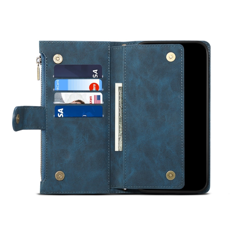 For iPhone 15 Plus ESEBLE Retro Frosted RFID Flip Leather Phone Case(Dark Green) - HoMEdemic™ 