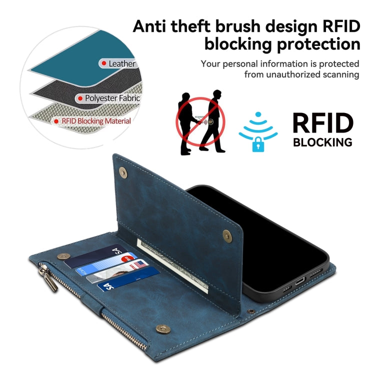 For iPhone 15 Plus ESEBLE Retro Frosted RFID Flip Leather Phone Case(Dark Green) - HoMEdemic™ 