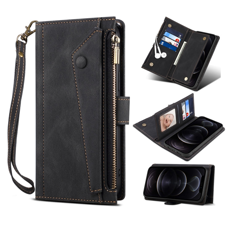 For iPhone 15 ESEBLE Retro Frosted RFID Flip Leather Phone Case(Black) - HoMEdemic™ 