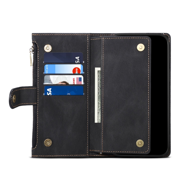 For iPhone 15 ESEBLE Retro Frosted RFID Flip Leather Phone Case(Black) - HoMEdemic™ 