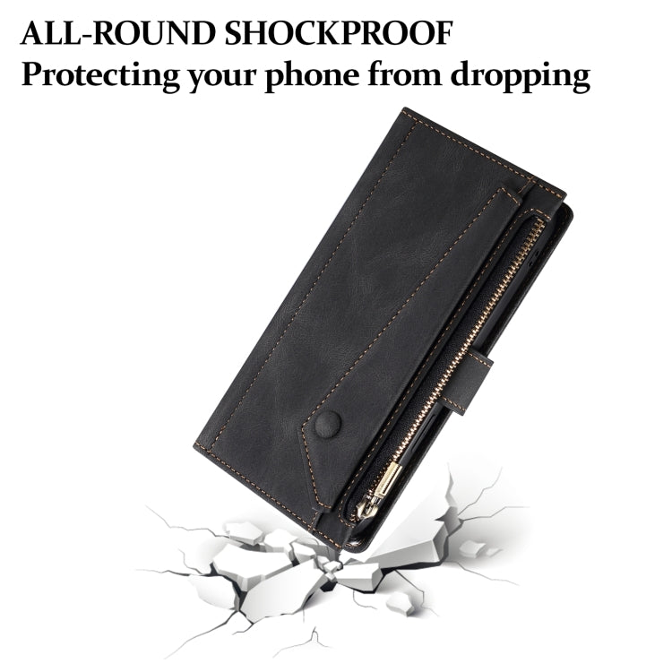 For iPhone 15 ESEBLE Retro Frosted RFID Flip Leather Phone Case(Black) - HoMEdemic™ 
